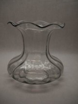 Large Vintage Glass Planter Ribbed Design Scalloped Top Edge Round Base - £21.91 GBP