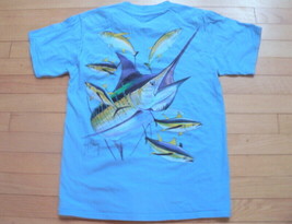 Guy Harvey T-Shirt Men&#39;s Size Small, Fish Graphic Pocket Tee Shirt, Baby Blue - £7.92 GBP