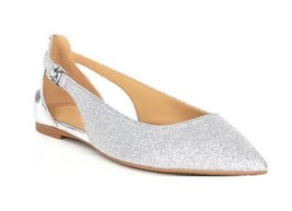 New Michael Kors Women&#39;s Emily Flex Glitter Fabric Flats Silver 7.5 - $118.79