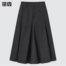 Uniqlo U Cotton Twill Flared Midi Skirt Black Size 2 - £55.87 GBP