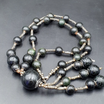 Antique Chinese Carving Jade Tibetan Nephrite Jade Beads necklace - £65.90 GBP