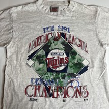 Minnesota Twins 1991 American League champion shirt Men Sz L Single Stitch Vtg - £18.21 GBP