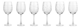 Fifth Avenue Crystal Medallion Wine Glasses Set of 6, 15.5 oz Textured Glass Cup - £55.60 GBP