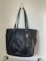 COACH GALLERY Black Leather Large Tote Purse Shopper Shoulder Carryall Bag 5787 - £53.43 GBP