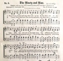 1883 Gospel Hymn The Ninety And Nine Sheet Music Victorian Religious ADB... - £15.45 GBP