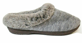 Dearfoams Slippers Sz Small (5/6) Heather Gray Grey EUC Fur Trim Slipper Shoes - £11.79 GBP