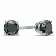 SwaraEcom 0.50ct Round Cut Black Cubic Zirconia Diamond Solitaire Stud Earrings  - £63.94 GBP