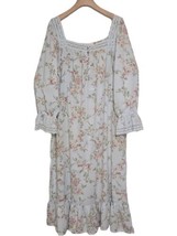 Victoria&#39;s Secret Medium Light Blue/Gray Floral Cotton Nightgown Cottage Core  - £41.07 GBP