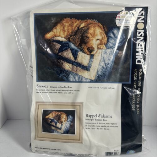 Primary image for Dimensions Stamped Cross Stitch SNOOZE 3220 Sleeping Dog 14x10" READ