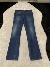 True Religion Womens Low Rise Slim Blue Denim Jeans Size 27x33 Pants Str... - $26.71