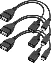 3 Pack 2 in 1 OTG Cable TV Stick + Power Cord USB Type A Female - Micro USB M/F - £3.19 GBP