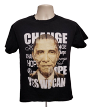 Rare Barack Obama Change Yes We Can Adult Small Black TShirt - $18.56