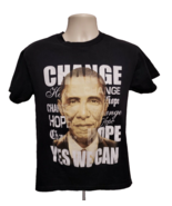 Rare Barack Obama Change Yes We Can Adult Small Black TShirt - £14.58 GBP