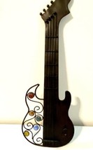 Vintage 90’s Metal Guitar Art Sculpture Wall Hanging Large 28&quot; With Glass Accent - £17.85 GBP