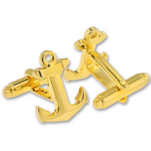 anchor shaped cufflink set silver or gold usa made - $37.99