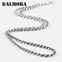 BALMORA 100% Real 925 Sterling Silver Vintage 3mm Chains Necklaces for Men Male  - £82.06 GBP