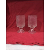 Indiana Glass 10 oz Footed Goblets, Crystal Ice Tree Bark Design, MCM, Set of 2 - $19.80