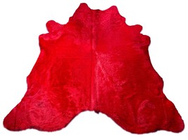Dyed Red Cowhide Rug (huge and gorgeous/ longish hair) Size: 8x7.7 feet ... - $494.01