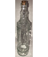 Holiday Xmas Glass Decorating Bottle 12.25” Tall Clear W Cork Raised Des... - $366.84 MXN