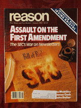 REASON magazine January 1983 Regulating Publications Irving Kristol Tibor R. Mac - £13.51 GBP