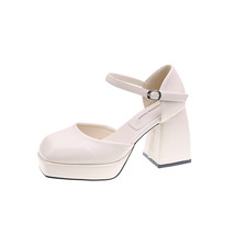 Retro High Heels Lolita Mary Janes Shoes Summer New Chunky Women Sandals Fashion - £39.60 GBP