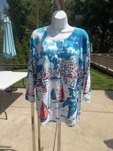 Nwot Christopher Banks Boat Island Print Sweater 1X - £22.32 GBP
