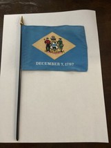 New Delaware State Mini Desk Flag - Black Wood Stick Gold Top 4” X 6” - $8.00