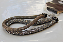 Black &amp; Brown Metal Mesh Bracelets 1 With Crystals NEW Set of 2 Bracelets - £13.50 GBP