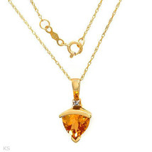 1.52ctw Genuine Trillion Yellow CITRINE 10K Yellow GOLD 18&quot; Necklace Pendant - £126.61 GBP