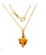 1.52ctw Genuine Trillion Yellow CITRINE 10K Yellow GOLD 18&quot; Necklace Pen... - $2,646.51 MXN