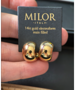 MILOR GOLD Made In Italy 14k Gold Chubby Huggie Earrings, Resin Filled - $383.35