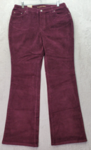 St. John&#39;s Bay Bootcut Pants Womens Size 12 Burgundy Corduroy Cotton Relaxed Fit - £15.96 GBP