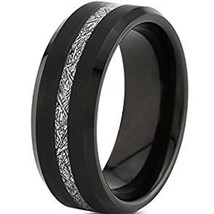 COI Black Tungsten Carbide Meteorite Wedding Band Ring-TG4747  - £94.42 GBP