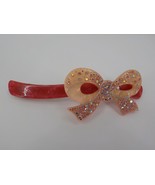 MIONNE BARRETTE LARGE PINK HAIR CLIP LIGHT PINK BOW SEQUINS HAND MADE PA... - $12.99