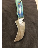 Damascus Fixed Blade With Leather Sheath  3.2 Inch Blade - $454.54 MXN