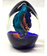 Murano Style Art Glass Coral Paperweight Hand Blown Spiral Cobalt Blue E... - $36.63 CAD