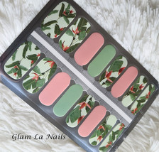 Pink Flowers Nail Wraps, leaves, Nail Strips, Nail Stickers, full nail wrap, sti - £2.97 GBP