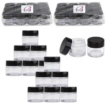 Beauticom (24 Pcs) 7G/7Ml Clear Plastic Refillable Jars With Black Lids - £19.74 GBP