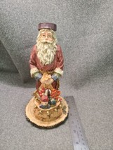 Faux Wood St. Nicholas, SANTA, Father Christmas, with Gift Bag 10”tall - £7.70 GBP