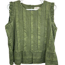 Vineyard Vines Womens Eyelet Top Green Size XL Sleeveless Round Neck Blo... - £23.77 GBP