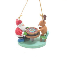 Cape Shore  Santa Claus Roulette Ornament with Reindeer  - £12.90 GBP