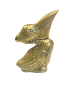 Brass Pelican Figurine Paperweight Heavy Bird MCM Patina 3.5 in tall Vtg - £15.85 GBP