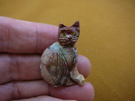 Y-CAT-16) Red Tan Kitty Cat Gemstone Carving Love Cats Soapstone Figurine Peru - £6.88 GBP