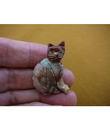 Y-CAT-16) red tan KITTY CAT gemstone carving love cats SOAPSTONE figurin... - £6.71 GBP