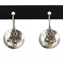 Retired Silpada Small Hammered Sterling Disc Glass Bead Dangle Earrings W1997 - $37.95