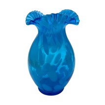 Splatterwave - Handcrafted Blue &amp; White Optic Blown Glass Vase (9&quot;) - $35.00