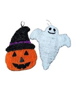 Lot of 2 HALLOWEEN Tinsel Glitter Ornaments – Jack O’ Lantern Pumpkin &amp; ... - $21.00 CAD
