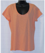 St. John&#39;s Bay Embellished Apricot-Peach-Cotton Knit Top Size: XL - £14.90 GBP