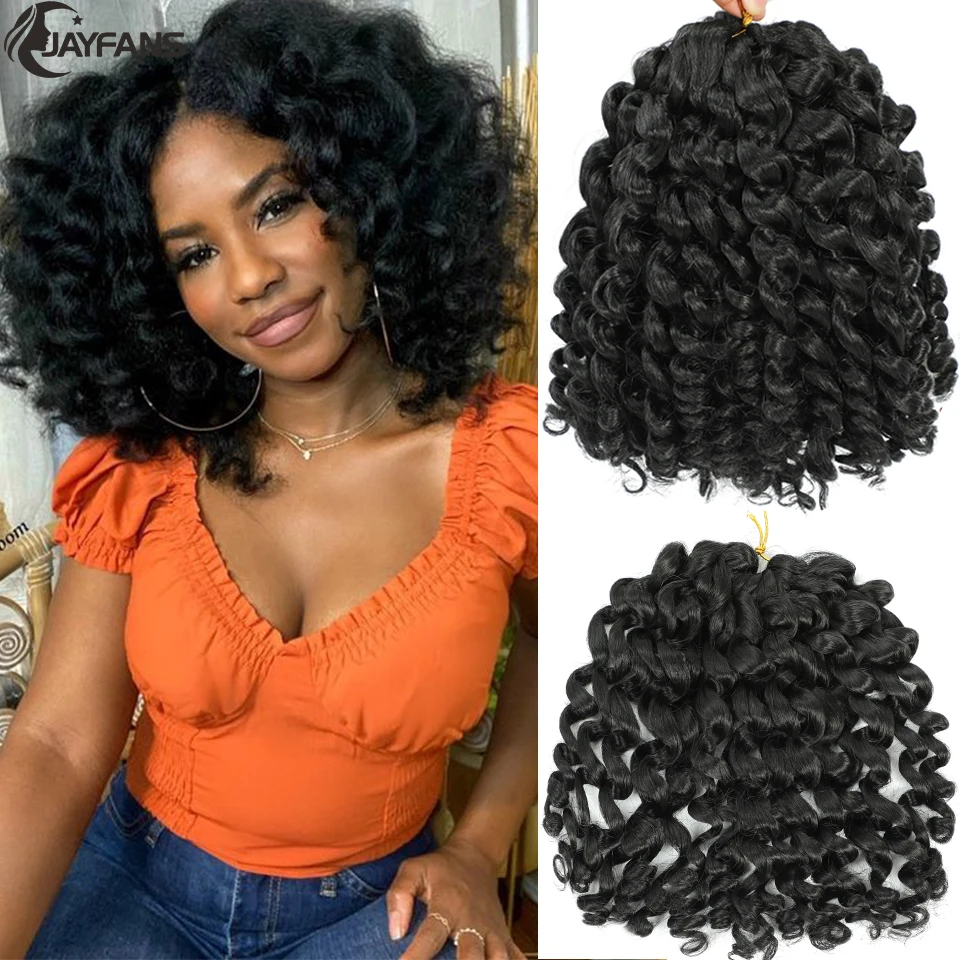 8 Inch Short Jamaican Bounce Crochet Hair Wand Curl Crochet Braids 1B 27 30 350 - £6.12 GBP+