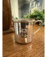 Vintage WEB Pewter Baby Cup 1171 Teddy Bear Design Mid Century Nursery Gift - $15.51